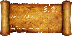 Badar Viktor névjegykártya
